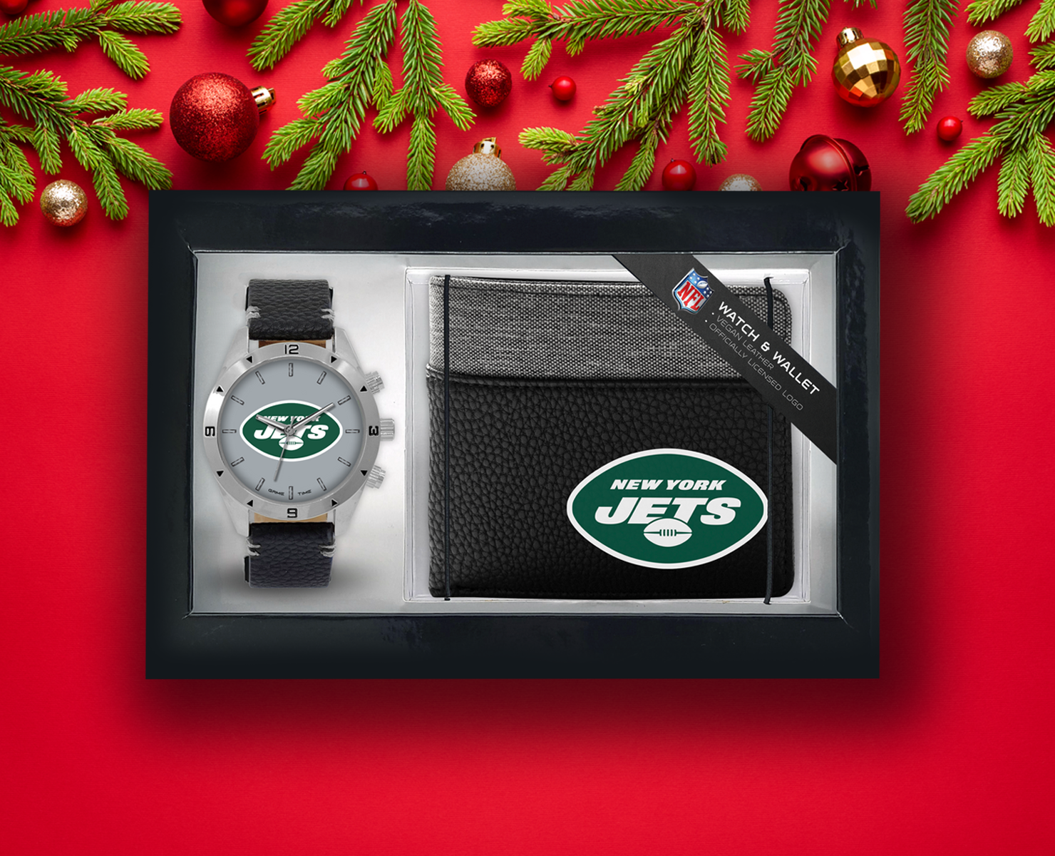 Celebrating the holidays with a New York Jets Wallet and Watch Combo Gift Set